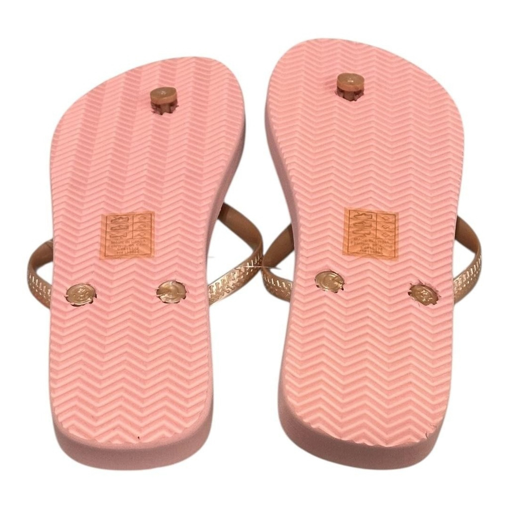 Joe Fresh Flip Flop Sandals Womens Size 10 Pink Stripe Gold Shoes Beach Casual - Picture 7 of 7